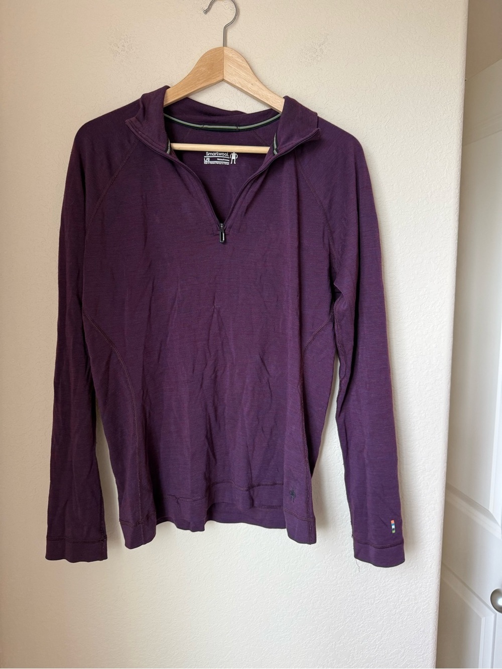 Smartwool Women’s Large Purple Merino Wool 1/4 Zip Long Sleeve Base Layer